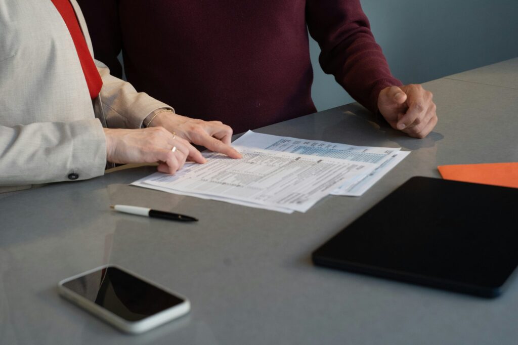 Checking a certified translation at the desk